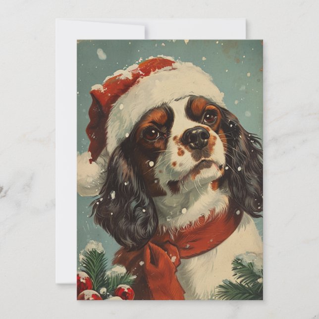 Tarjeta Festiva Navidades de Cavalier King Charles Spaniel (Anverso)