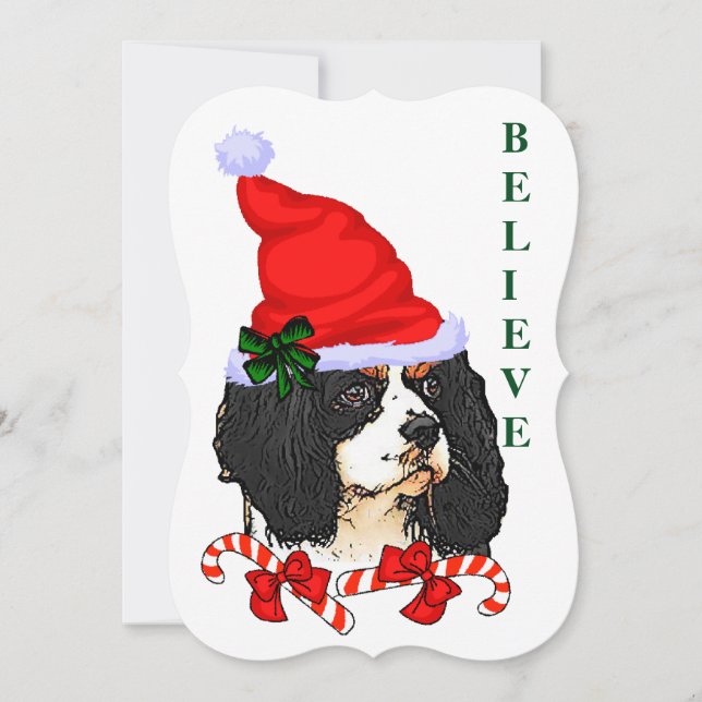 Tarjeta Festiva Navidades de Cavalier King Charles Spaniel (Anverso)