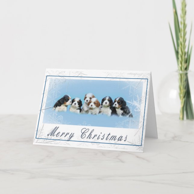 Tarjeta Festiva Navidades de Cavalier King Charles Spaniel (Anverso)
