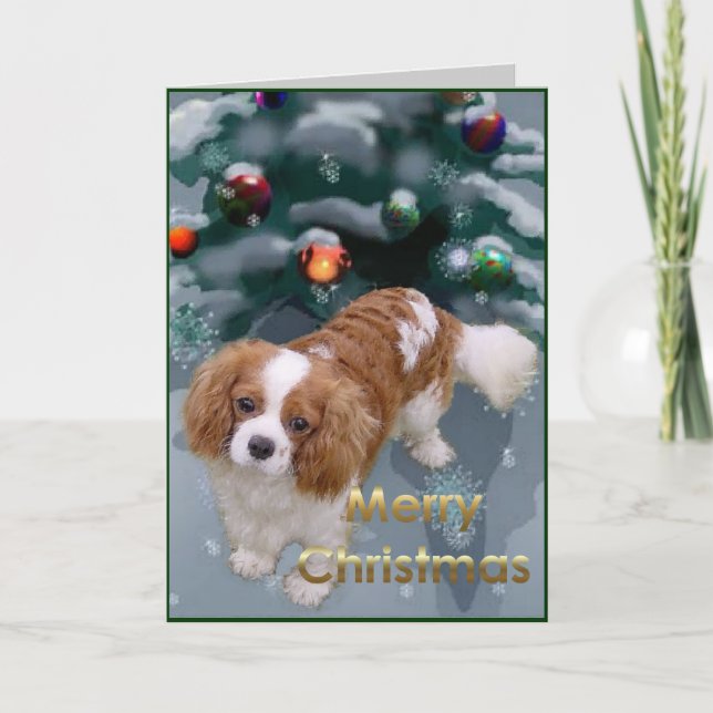 Tarjeta Festiva Navidades de Cavalier King Charles Spaniel (Anverso)