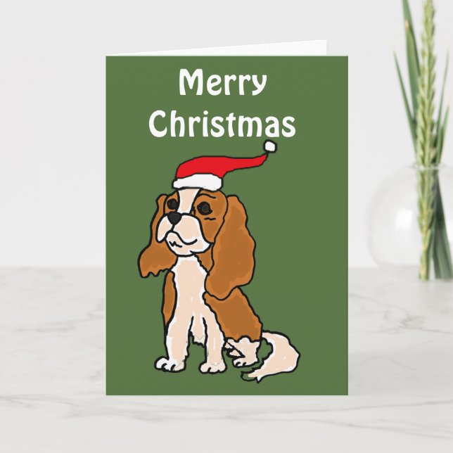 Tarjeta Festiva Navidades de Cavalier King Charles Spaniel Art (Anverso)