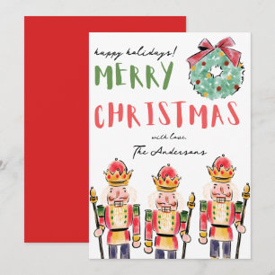 Tarjeta Festiva Navidades de cazadores de nueces de color acuático