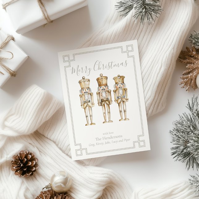 Tarjeta Festiva Navidades de cazatalentos de oro (gold nutcracker christmas holiday card
)