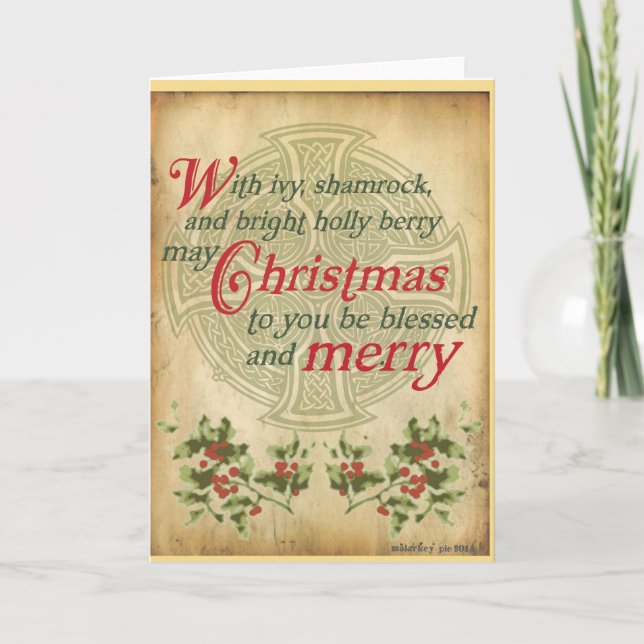 Tarjeta Festiva Navidades de Celtic Ivy Holly (Anverso)