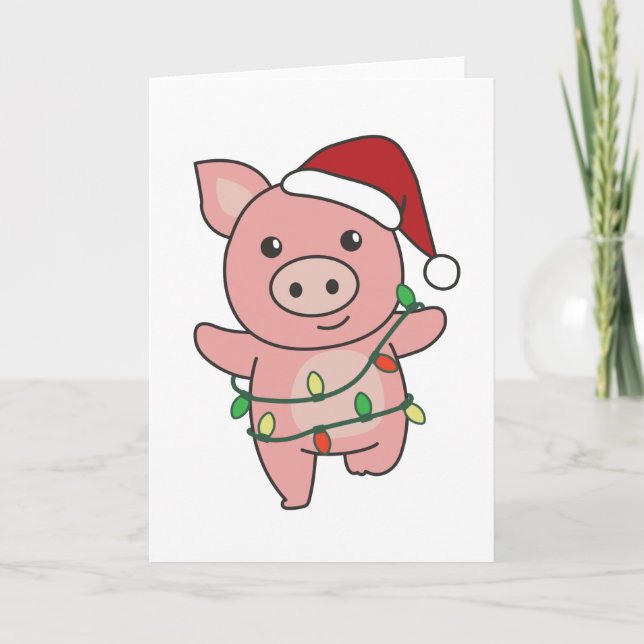 Tarjeta Festiva Navidades de cerdo Animales de invierno Cerdos (Anverso)