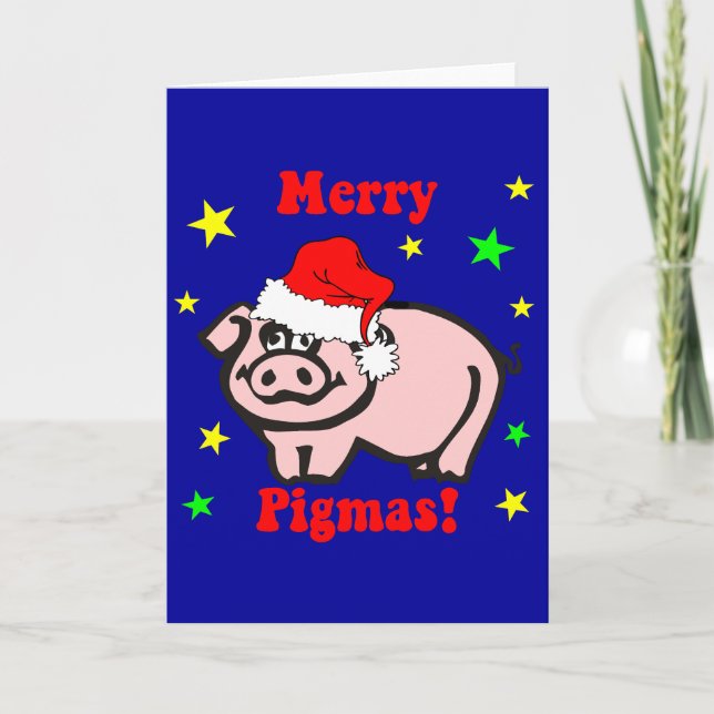 Tarjeta Festiva Navidades de cerdo divertidos (Anverso)