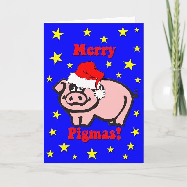 Tarjeta Festiva Navidades de cerdo divertidos (Anverso)
