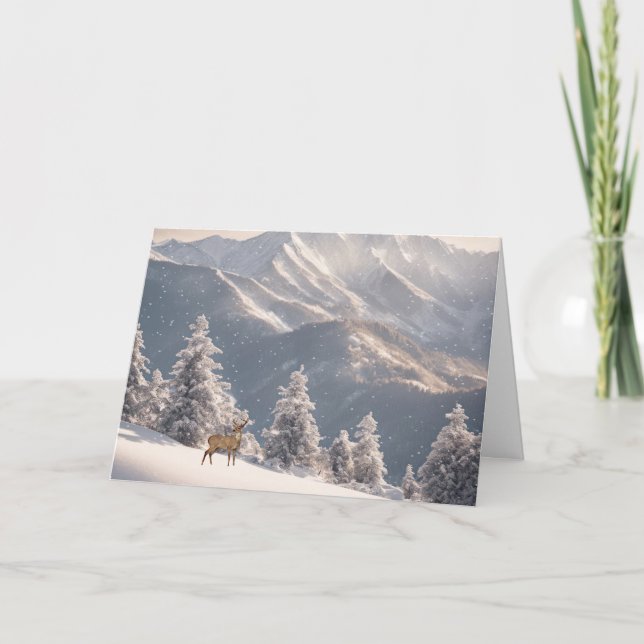 Tarjeta Festiva Navidades De Cerveza De Invierno En La Montaña (Anverso)