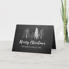 Tarjeta Festiva Navidades de Chalkboard Árboles Snowy no foto