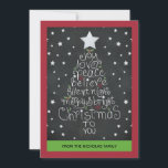 Tarjeta Festiva Navidades de Chalkboard con la mano dejada - Foto<br><div class="desc">Difundir alegría de vacaciones con estilo con esta moderna tarjeta de Navidades de estilo chalé negro estilo vintage... con arte de tiza con letras modernas a mano en el diseño del árbol de Navidad contiene las palabras: alegría ・ amor ・ paz ・ creer ・ noche silenciosa ・ alegría y brillo...</div>