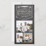 Tarjeta Festiva Navidades de Chalkboard Escritura Cristiana<br><div class="desc">Tarjeta fotográfica Biblia Verse navidades,  Isaiah 9:6... ... 
 ~Isaiah 9:6" Tablero gris oscuro y negro con texto en blanco hace un agradable saludo casual de navidades cristianos. Todos los diseños Copyright © www.CuteComfy.com</div>