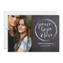 Navidades de Chalkboard PEACE HOPE LOVE Personaliz