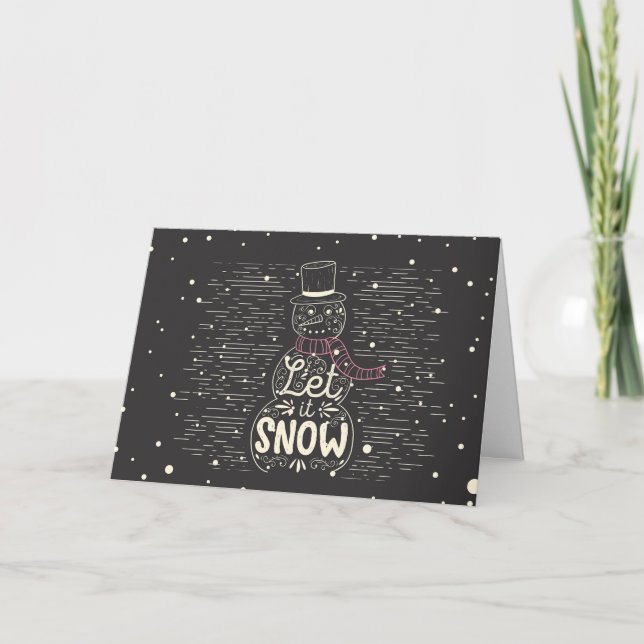 Tarjeta Festiva Navidades de Chalkboard Snowman (Anverso)