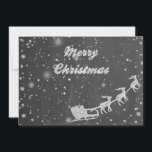 Tarjeta Festiva Navidades de Chalkboard | Vintage Santa Claus Slei<br><div class="desc">Tarjeta de Navidades limpios y simples con un Santa Claus en el trineo con su reno volador. Disponible como tarjeta plana,  doblada y postal. ¡Les deseo a todos Feliz Navidad y Feliz Año Nuevo!</div>