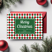 Navidades de cheques verdes y rojos festivos