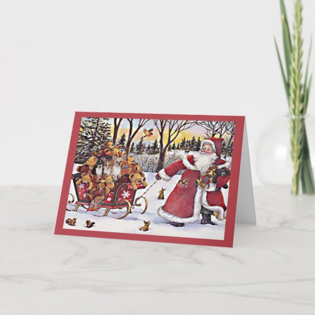 Tarjeta Festiva Navidades de Chihuahua con sémola y osos (Anverso)