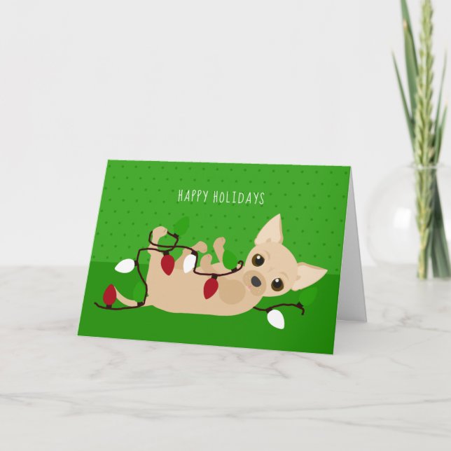 Tarjeta Festiva Navidades de Chihuahua iluminan verde (Anverso)