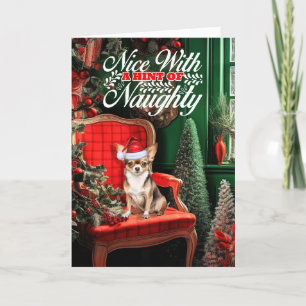 Tarjeta Festiva Navidades de Chihuahua trinan travieso o simpático