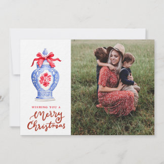 Tarjeta Festiva Navidades de Chinoiserie Ginger Jar Foto