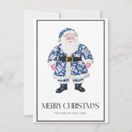 Tarjeta Festiva Navidades de Chinoiserie Santa Preppy Foto