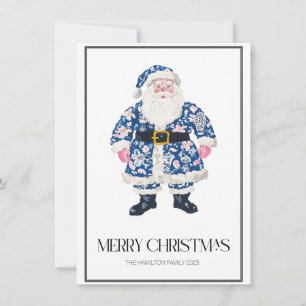 Tarjeta Festiva Navidades de Chinoiserie Santa Preppy Foto