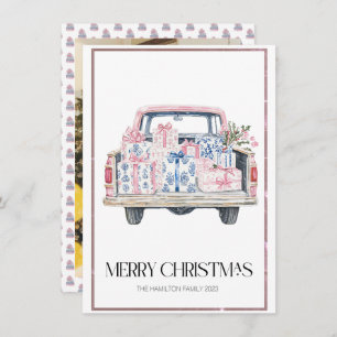 Tarjeta Festiva Navidades de Chinoiserie Truck Preppy Photo