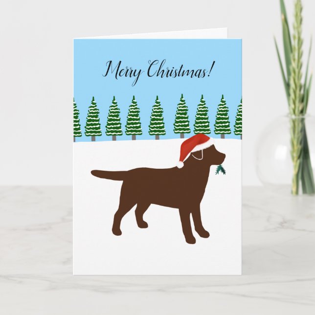 Tarjeta Festiva Navidades de chocolate Labrador de Santa Hat (Anverso)