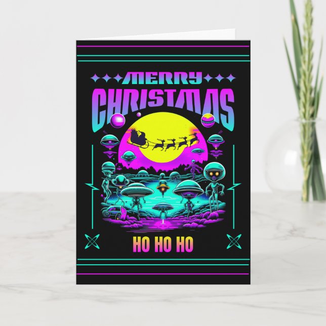 Tarjeta Festiva Navidades de ciencia ficción Aliens (Anverso)