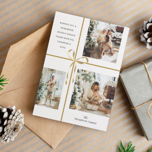 Tarjeta Festiva Navidades de Cinta de Cinta Dorada de Collage de f