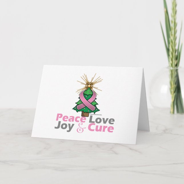 Tarjeta Festiva Navidades de Cinta Rosa Paz Amor, Alegría Y Cura (Anverso)