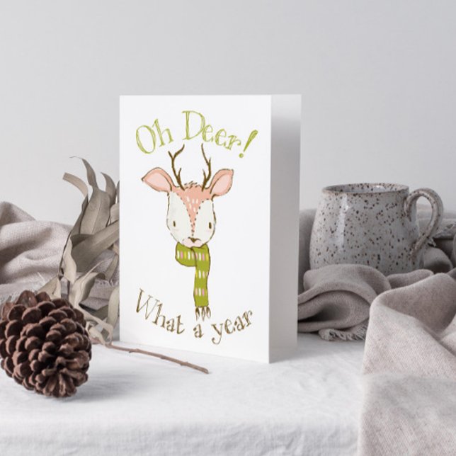 Tarjeta Festiva Navidades de citas de cut Oh Deer What a Year (Get into the holiday spirit with a heartfelt folded christmas card! 🎅)