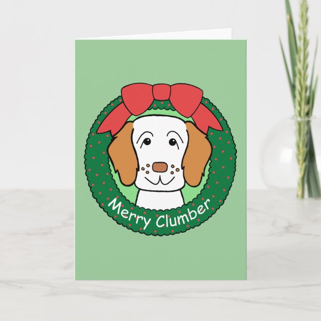 Tarjeta Festiva Navidades de Clumber Spaniel (Anverso)
