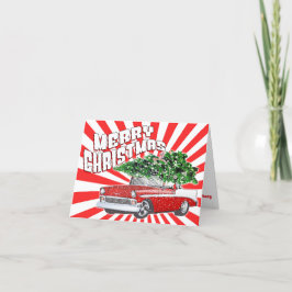 Tarjeta Festiva Navidades de coches clásicos de personalizable Vin