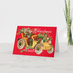 Tarjeta Festiva Navidades de coches de época Mistletoe Thunder_Cov