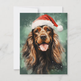 Tarjeta Festiva Navidades de Cocker Spaniel pincel de arte