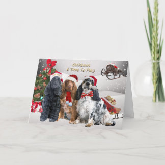 Tarjeta Festiva Navidades De Cocker Spaniels A Jugar