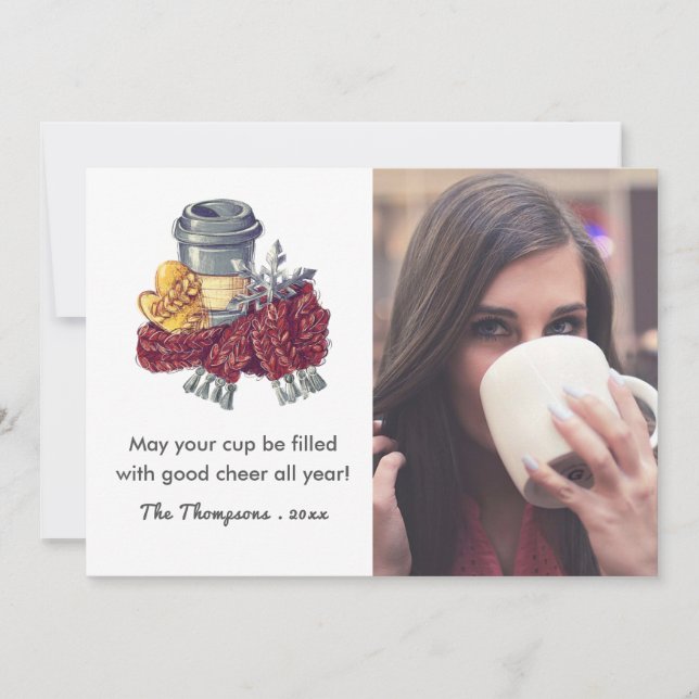 Tarjeta Festiva Navidades de Coffee Lover celebran foto (Anverso)