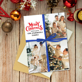 Tarjeta Festiva Navidades de collage de fotografías familiares env