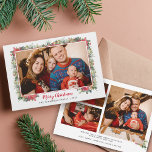 Tarjeta Festiva Navidades de Collage de fotos de guiones de color<br><div class="desc">Tarjeta de vacaciones de los Navidades del Collage de fotos de guiones de color de agua verde</div>