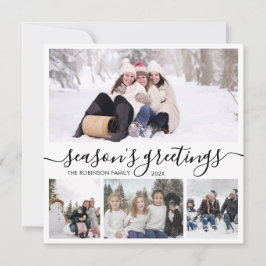 Tarjeta Festiva Navidades de Collage de fotos de guiones de saludo