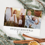 Tarjeta Festiva Navidades de Collage de fotos de Moda moderna<br><div class="desc">Esta moderna tarjeta de vacaciones de Navidades de fotografía de moda es el elegante saludo de vacaciones perfecto. Este sencillo diseño de boho presenta caligrafía clásica sofisticada en blanco y negro minimalista. Personalice la tarjeta con 2 fotos,  su nombre familiar y año.</div>