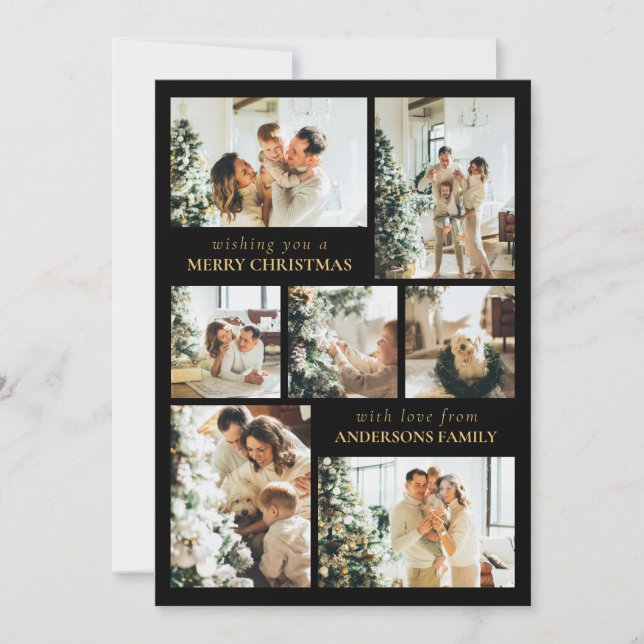 Tarjeta Festiva Navidades de Collage de fotos de tipografía modern (Anverso)