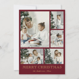 Tarjeta Festiva Navidades de Collage de fotos familiar simples y e