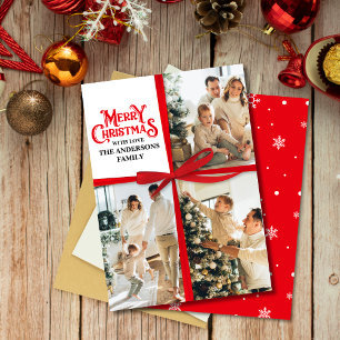 Tarjeta Festiva Navidades de collage de fotos familiares envueltos