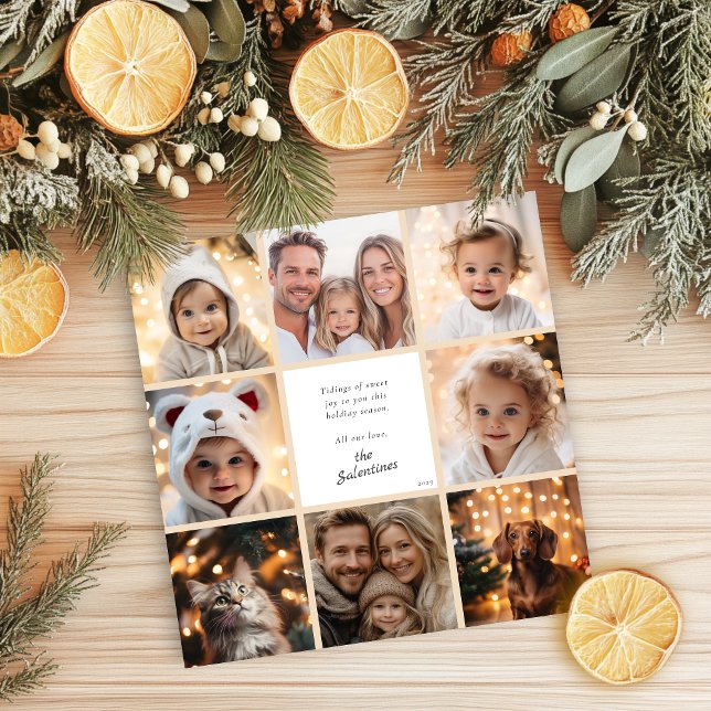 Tarjeta Festiva Navidades de Collage de fotos moderno personalizad (Personalized Modern Photo Collage Christmas Holiday Card)