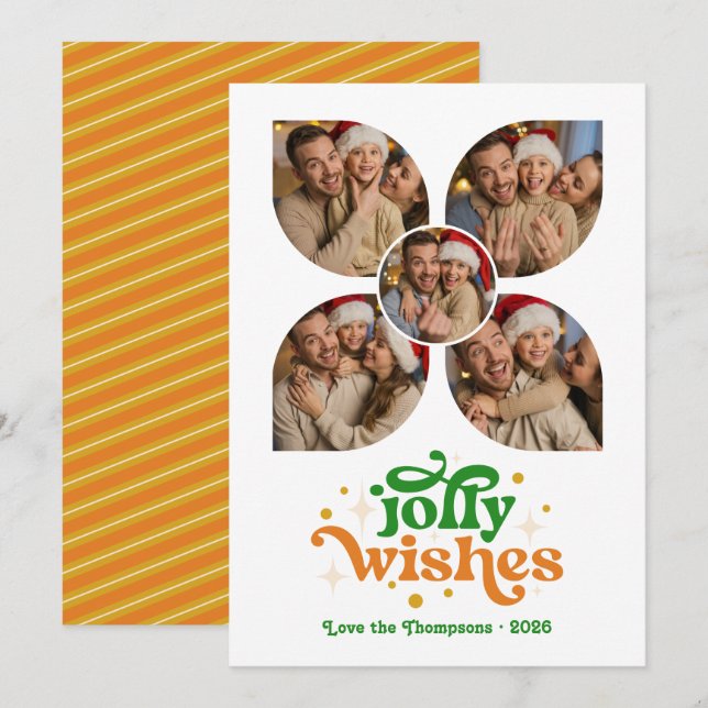Tarjeta Festiva Navidades de Collage de fotos retro de especias de (Anverso / Reverso)