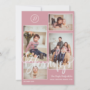 Tarjeta Festiva Navidades de collage fotográficos monogramados de 