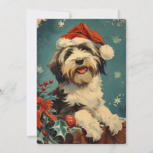 Tarjeta Festiva Navidades de Collie con barba