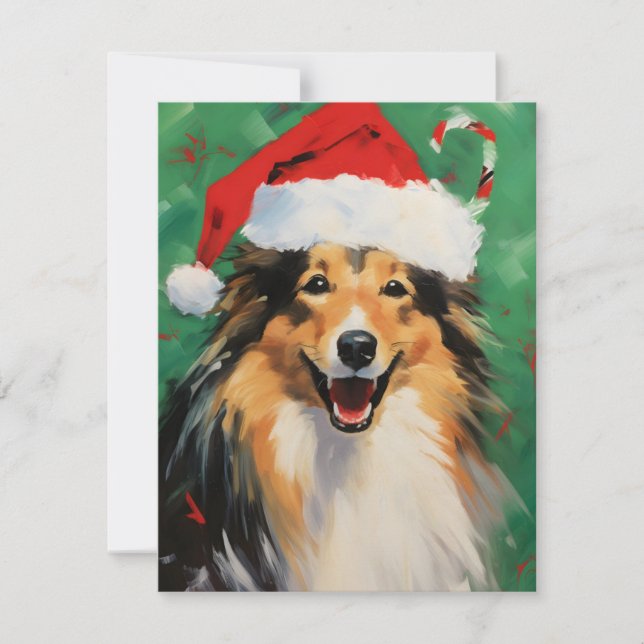 Tarjeta Festiva Navidades de Collie pinchan arte (Anverso)