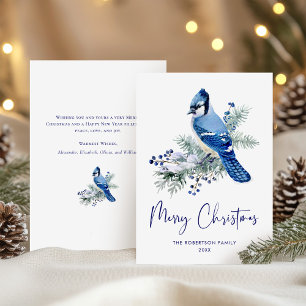 Tarjeta Festiva Navidades de color azul Jay Holiday Card